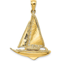 14K Yellow Gold 3D Polished Sailboat Pendant with Nautical Motif by Oro Pregiato