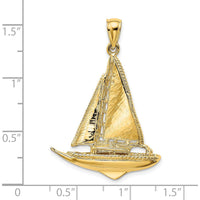 14K Yellow Gold 3D Polished Sailboat Pendant with Nautical Motif by Oro Pregiato