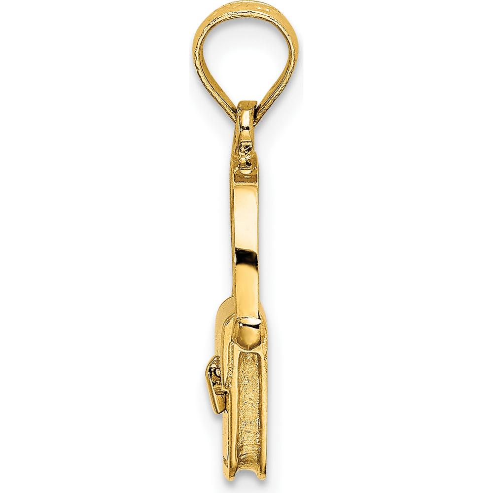 14K Yellow Gold 3D Polished Satchel Purse Pendant with Moveable Handle Charm by Oro Pregiato