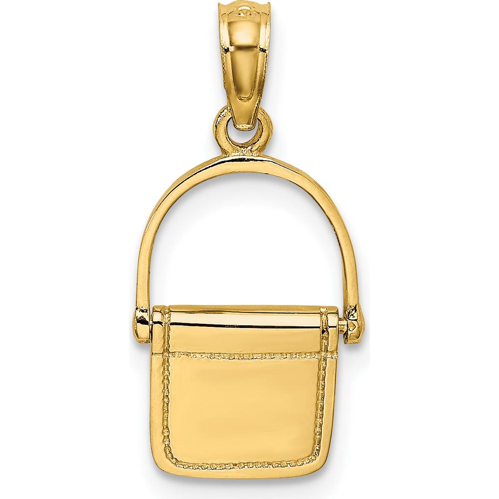 14K Yellow Gold 3D Polished Satchel Purse Pendant with Moveable Handle Charm by Oro Pregiato