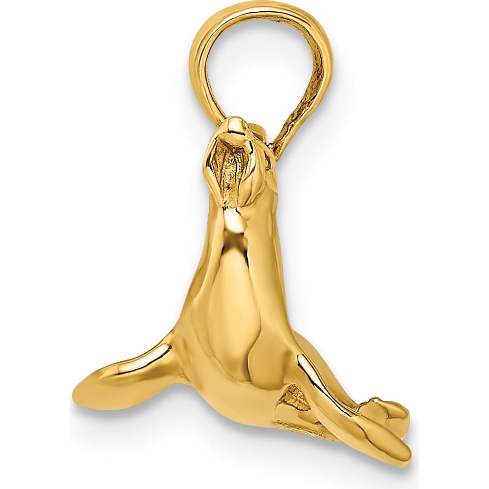 14K Yellow Gold 3D Polished Seal Charm Pendant by Oro Pregiato
