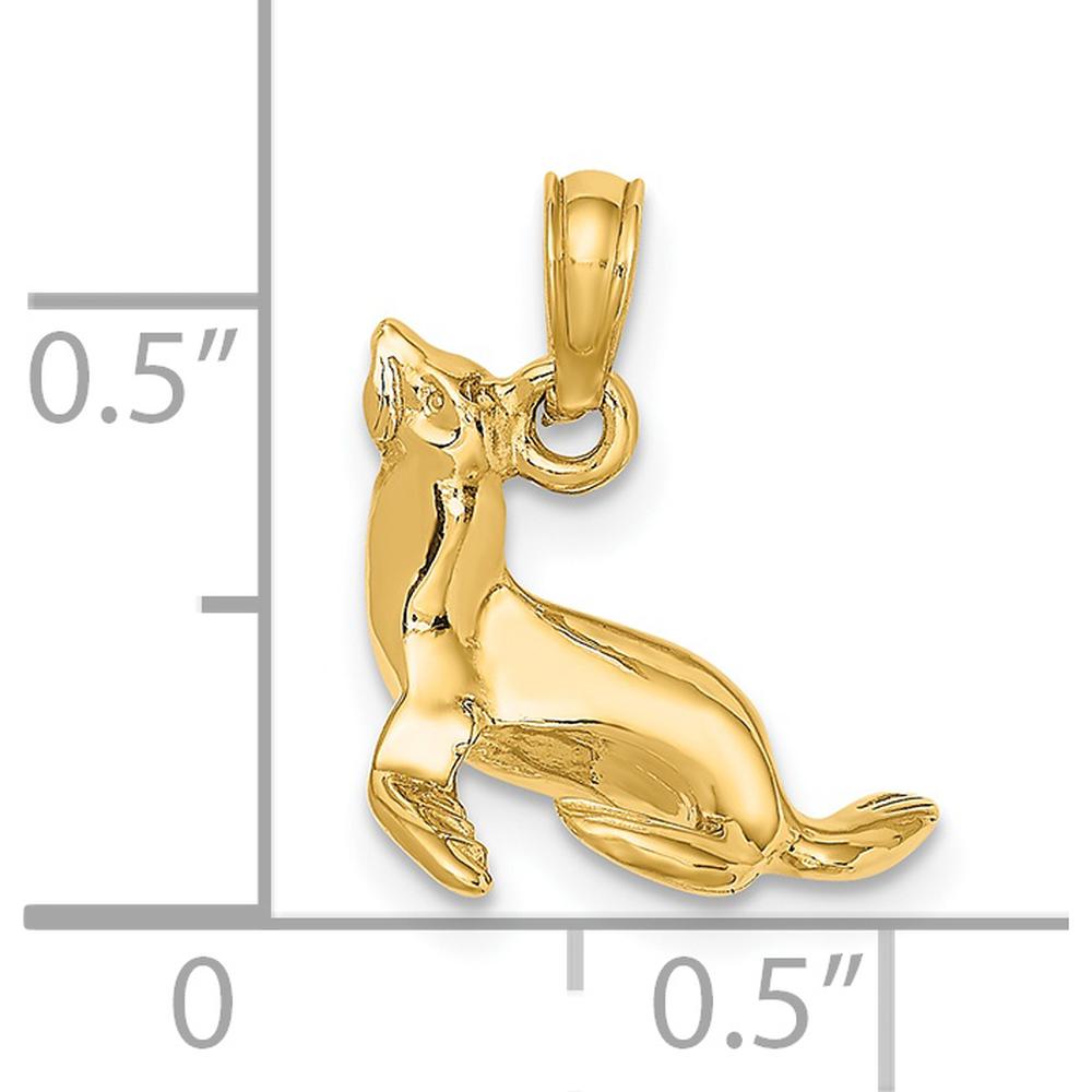 14K Yellow Gold 3D Polished Seal Charm Pendant by Oro Pregiato