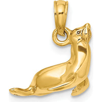14K Yellow Gold 3D Polished Seal Charm Pendant by Oro Pregiato
