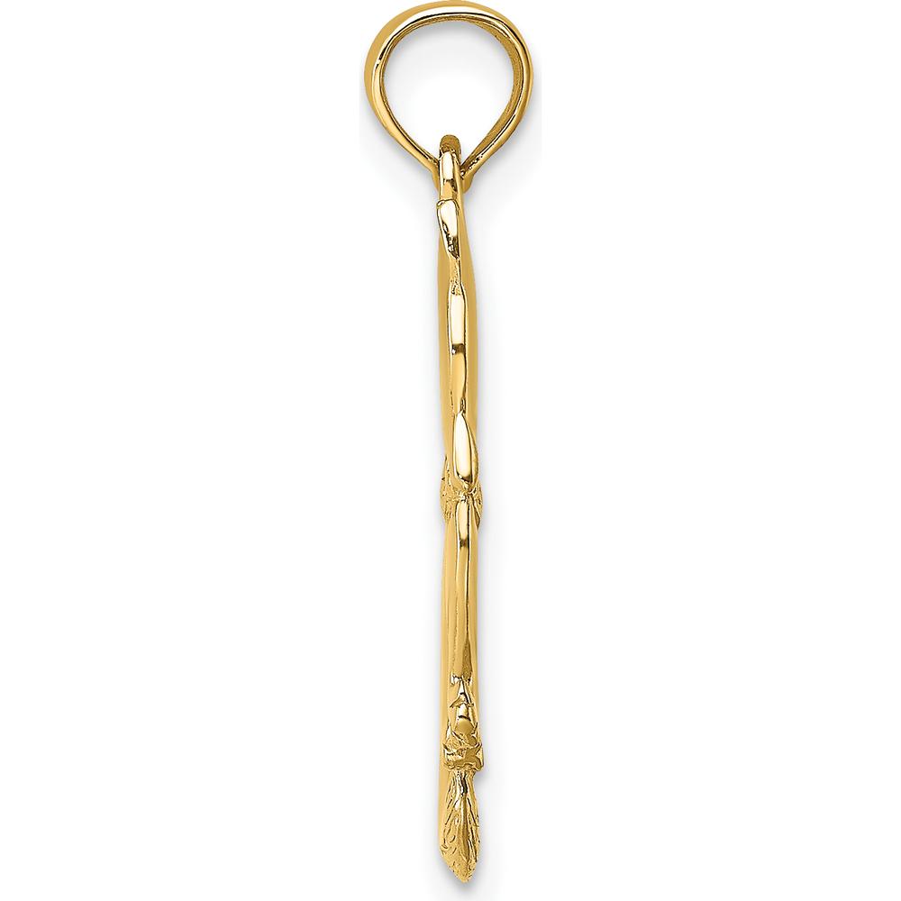 14K Yellow Gold 3D Polished Sitting Cat with Bow Pendant - 23mm Length by Oro Pregiato