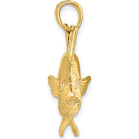 14K Yellow Gold 3D Polished Skipjack Tuna Fish Pendant Charm by Oro Pregiato