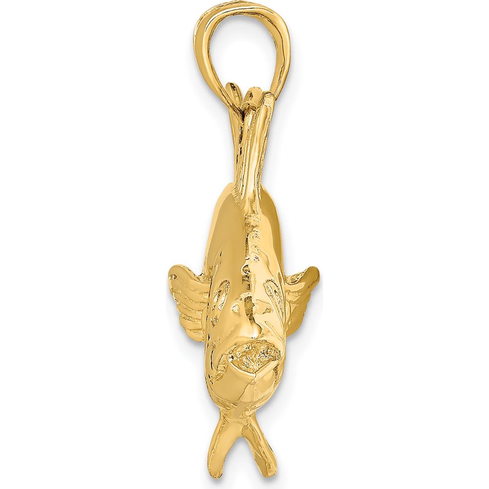 14K Yellow Gold 3D Polished Skipjack Tuna Fish Pendant Charm by Oro Pregiato