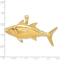 14K Yellow Gold 3D Polished Skipjack Tuna Fish Pendant Charm by Oro Pregiato
