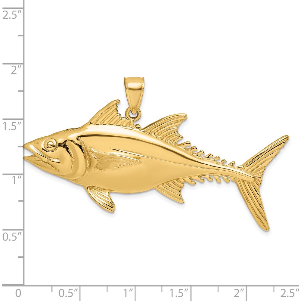 14K Yellow Gold 3D Polished Skipjack Tuna Fish Pendant Charm by Oro Pregiato