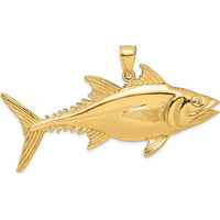 14K Yellow Gold 3D Polished Skipjack Tuna Fish Pendant Charm by Oro Pregiato