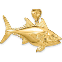 14K Yellow Gold 3D Polished Skipjack Tuna Fish Pendant Charm by Oro Pregiato