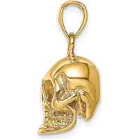 14K Yellow Gold 3D Polished Skull Pendant - Bold, Themed Charm by Oro Pregiato