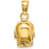 14K Yellow Gold 3D Polished Skull Pendant - Bold, Themed Charm by Oro Pregiato