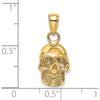 14K Yellow Gold 3D Polished Skull Pendant - Bold, Themed Charm by Oro Pregiato