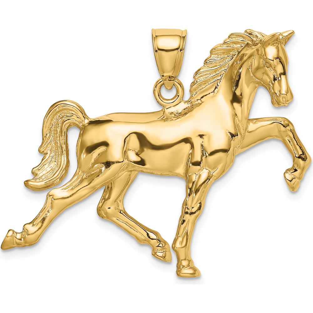 14K Yellow Gold 3D Polished Tennessee Walking Horse Charm by Oro Pregiato