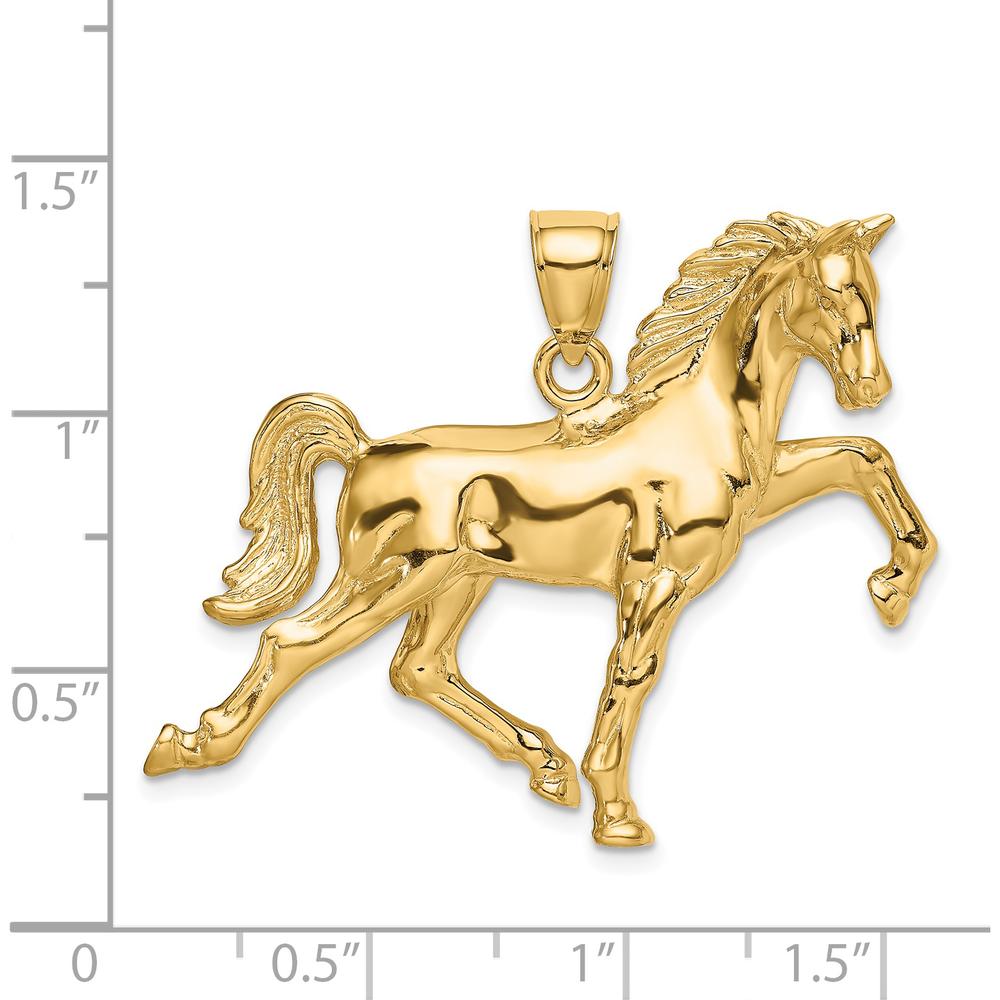 14K Yellow Gold 3D Polished Tennessee Walking Horse Charm by Oro Pregiato