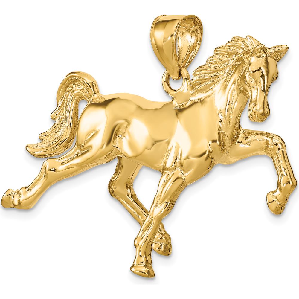 14K Yellow Gold 3D Polished Tennessee Walking Horse Charm by Oro Pregiato