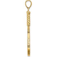 14K Yellow Gold 3D Polished Tennis Racquet Charm Pendant - 37.3mm Length by Oro Pregiato