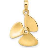 14K Yellow Gold 3D Polished Three Blade Propeller Charm - 25.05mm Length by Oro Pregiato
