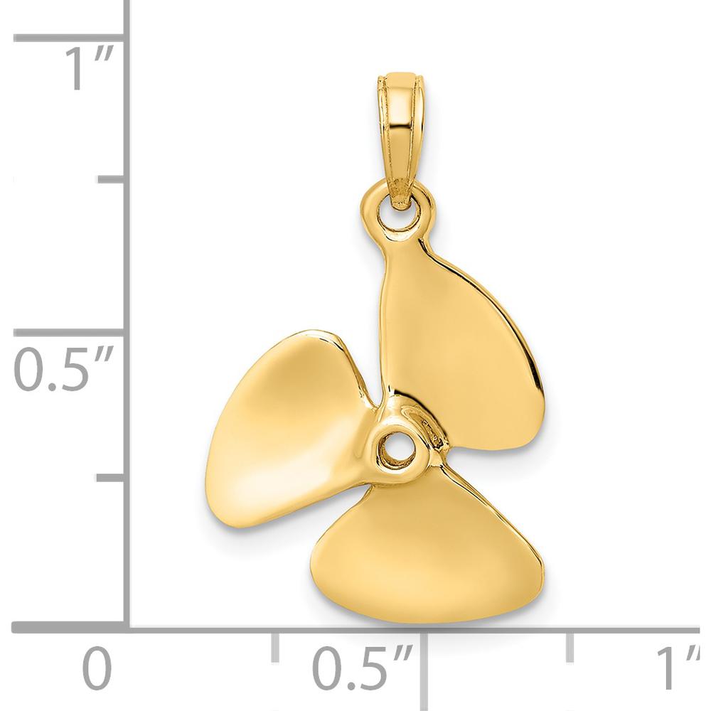 14K Yellow Gold 3D Polished Three Blade Propeller Charm - 25.05mm Length by Oro Pregiato