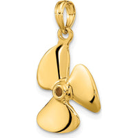 14K Yellow Gold 3D Polished Three Blade Propeller Charm - 25.05mm Length by Oro Pregiato