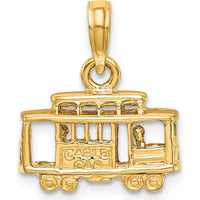 14K Yellow Gold 3D Polished Trolley Car Pendant - Solid Casted Charm by Oro Pregiato