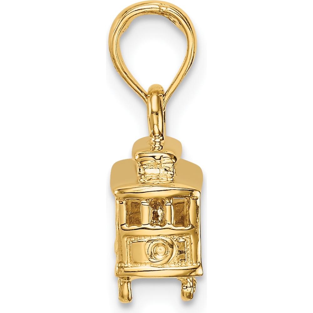 14K Yellow Gold 3D Polished Trolley Car Pendant - Solid Casted Charm by Oro Pregiato