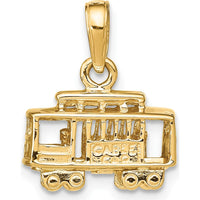 14K Yellow Gold 3D Polished Trolley Car Pendant - Solid Casted Charm by Oro Pregiato