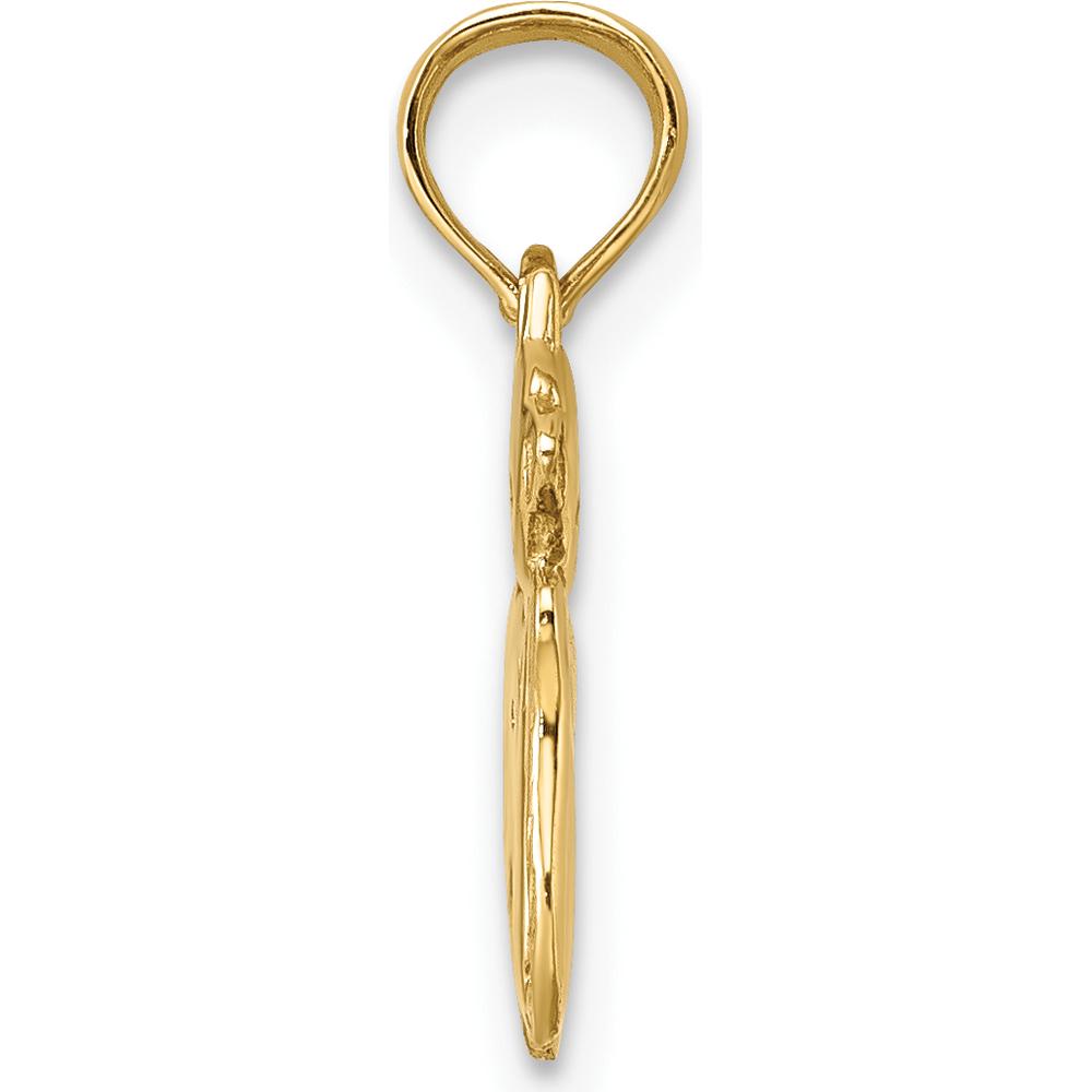 14K Yellow Gold 3D Polished Two Kittens Charm Pendant by Oro Pregiato