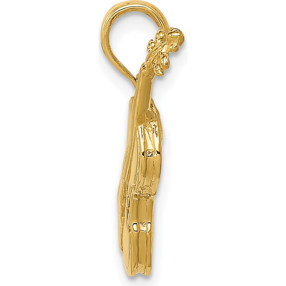 14K Yellow Gold 3D Polished Violin Pendant - Music Inspired Charm by Oro Pregiato
