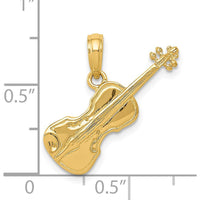 14K Yellow Gold 3D Polished Violin Pendant - Music Inspired Charm by Oro Pregiato