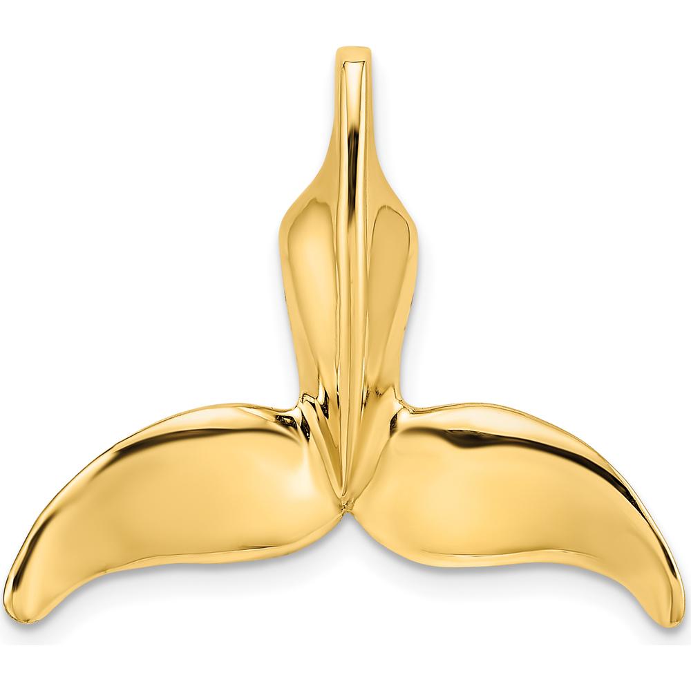 14K Yellow Gold 3D Polished Whale Tail Chain Slide by Oro Pregiato