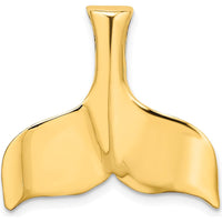 14K Yellow Gold 3D Polished Whale Tail Omega Slide Pendant by Oro Pregiato