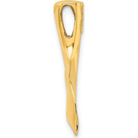 14K Yellow Gold 3D Polished Whale Tail Omega Slide Pendant by Oro Pregiato