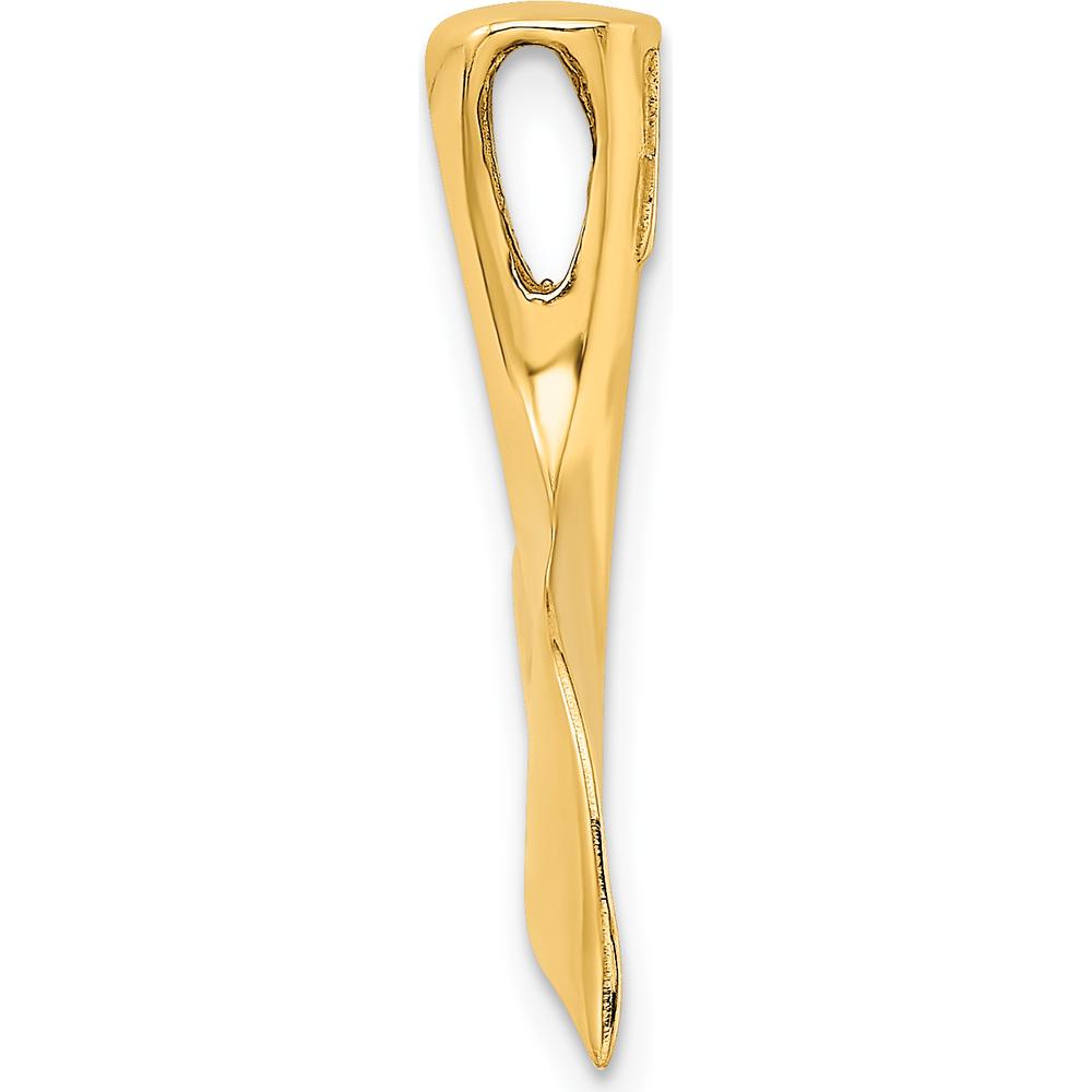 14K Yellow Gold 3D Polished Whale Tail Omega Slide Pendant by Oro Pregiato