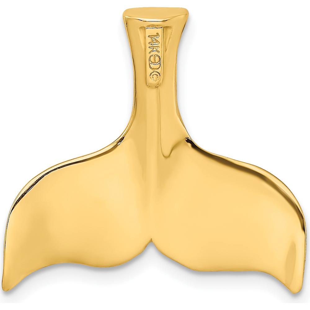 14K Yellow Gold 3D Polished Whale Tail Omega Slide Pendant by Oro Pregiato