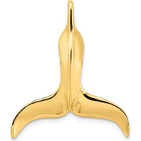 14K Yellow Gold 3D Polished Whale Tail Pendant Chain Slide by Oro Pregiato
