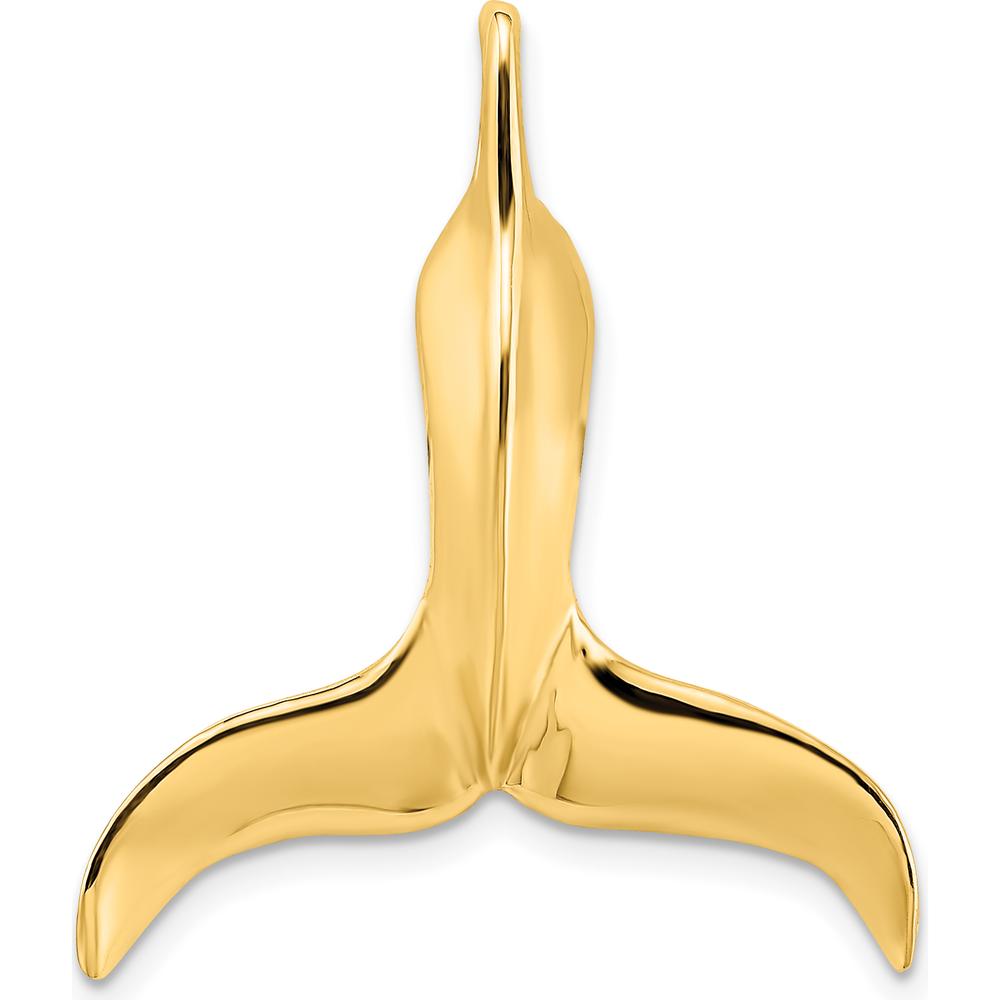 14K Yellow Gold 3D Polished Whale Tail Pendant Chain Slide by Oro Pregiato