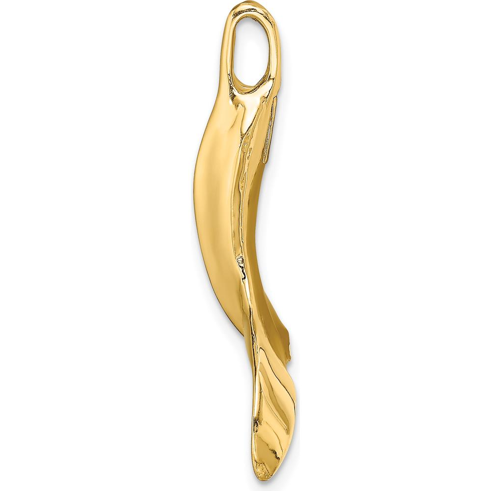 14K Yellow Gold 3D Polished Whale Tail Pendant Chain Slide by Oro Pregiato