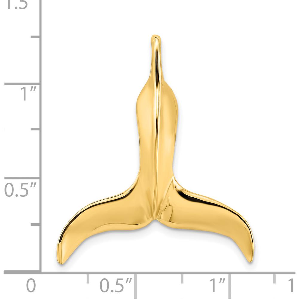 14K Yellow Gold 3D Polished Whale Tail Pendant Chain Slide by Oro Pregiato