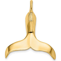 14K Yellow Gold 3D Polished Whale Tail Pendant Chain Slide by Oro Pregiato