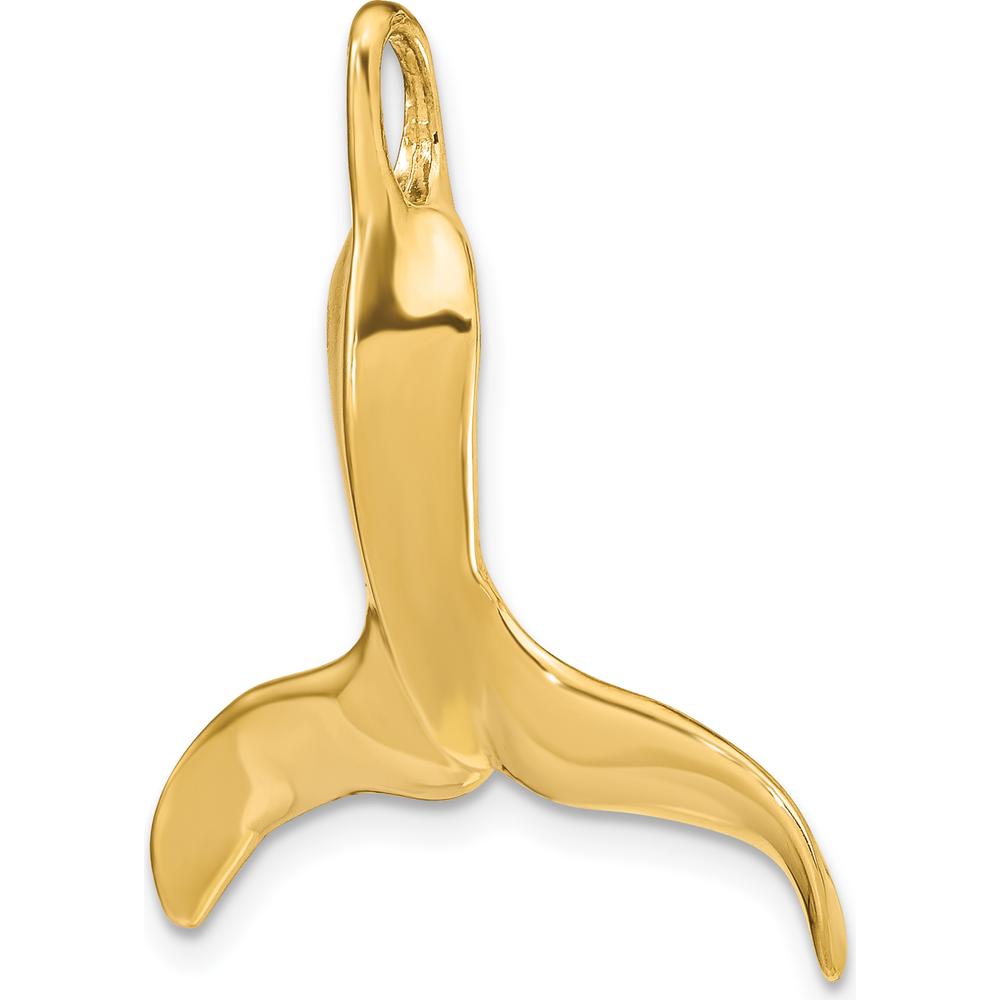 14K Yellow Gold 3D Polished Whale Tail Pendant Chain Slide by Oro Pregiato