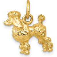 14K Yellow Gold 3D Poodle Dog Charm Pendant by Oro Pregiato