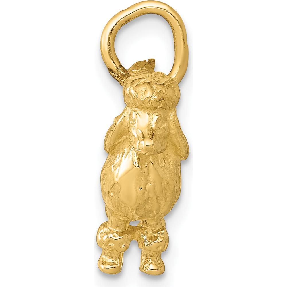 14K Yellow Gold 3D Poodle Dog Charm Pendant by Oro Pregiato