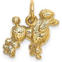 14K Yellow Gold 3D Poodle Dog Charm Pendant by Oro Pregiato
