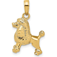 14K Yellow Gold 3D Poodle Dog Charm Pendant by Oro Pregiato