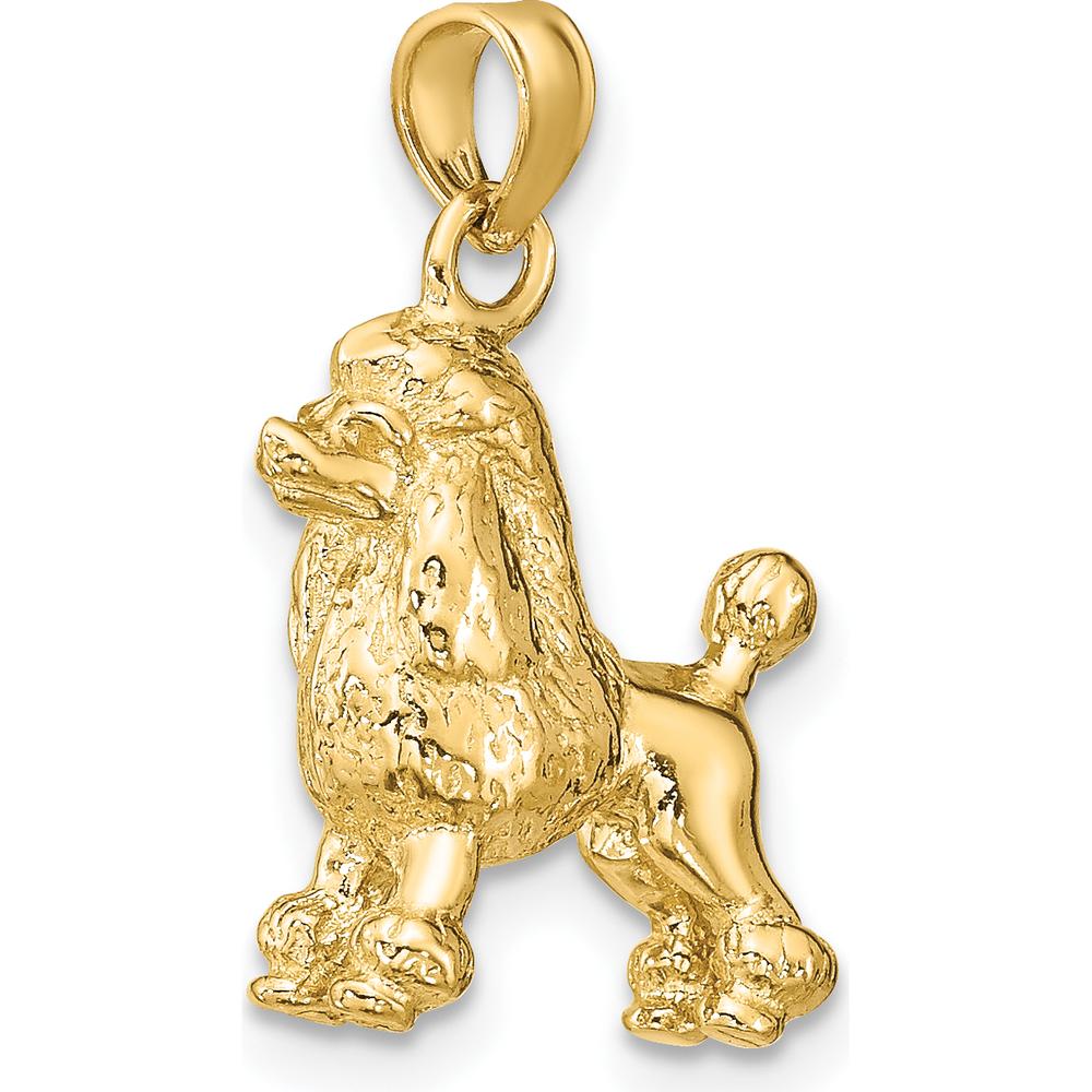 14K Yellow Gold 3D Poodle Dog Charm Pendant by Oro Pregiato