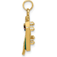 14K Yellow Gold 3D Pool Table Charm with Green Enamel Accent by Oro Pregiato