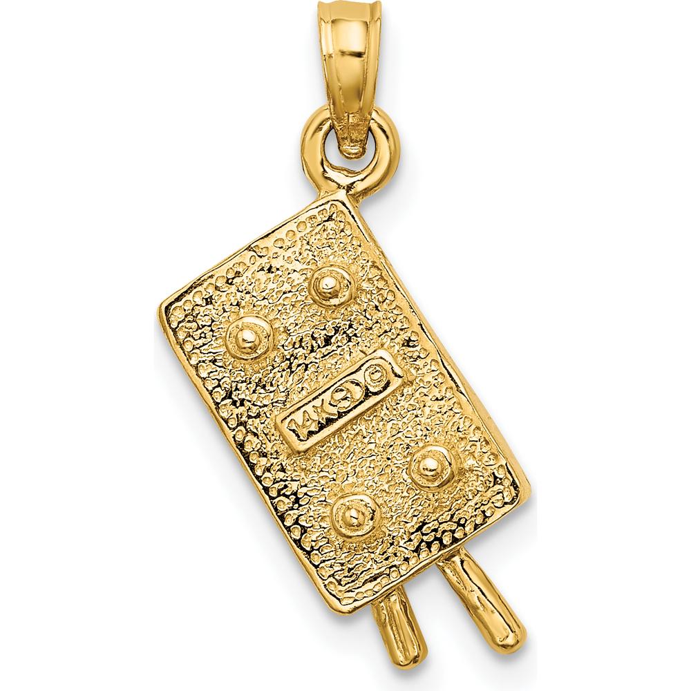 14K Yellow Gold 3D Pool Table Charm with Green Enamel Accent by Oro Pregiato