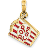 14K Yellow Gold 3D Popcorn Charm with Red and White Enamel Accents by Oro Pregiato