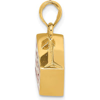 14K Yellow Gold 3D Popcorn Charm with Red and White Enamel Accents by Oro Pregiato